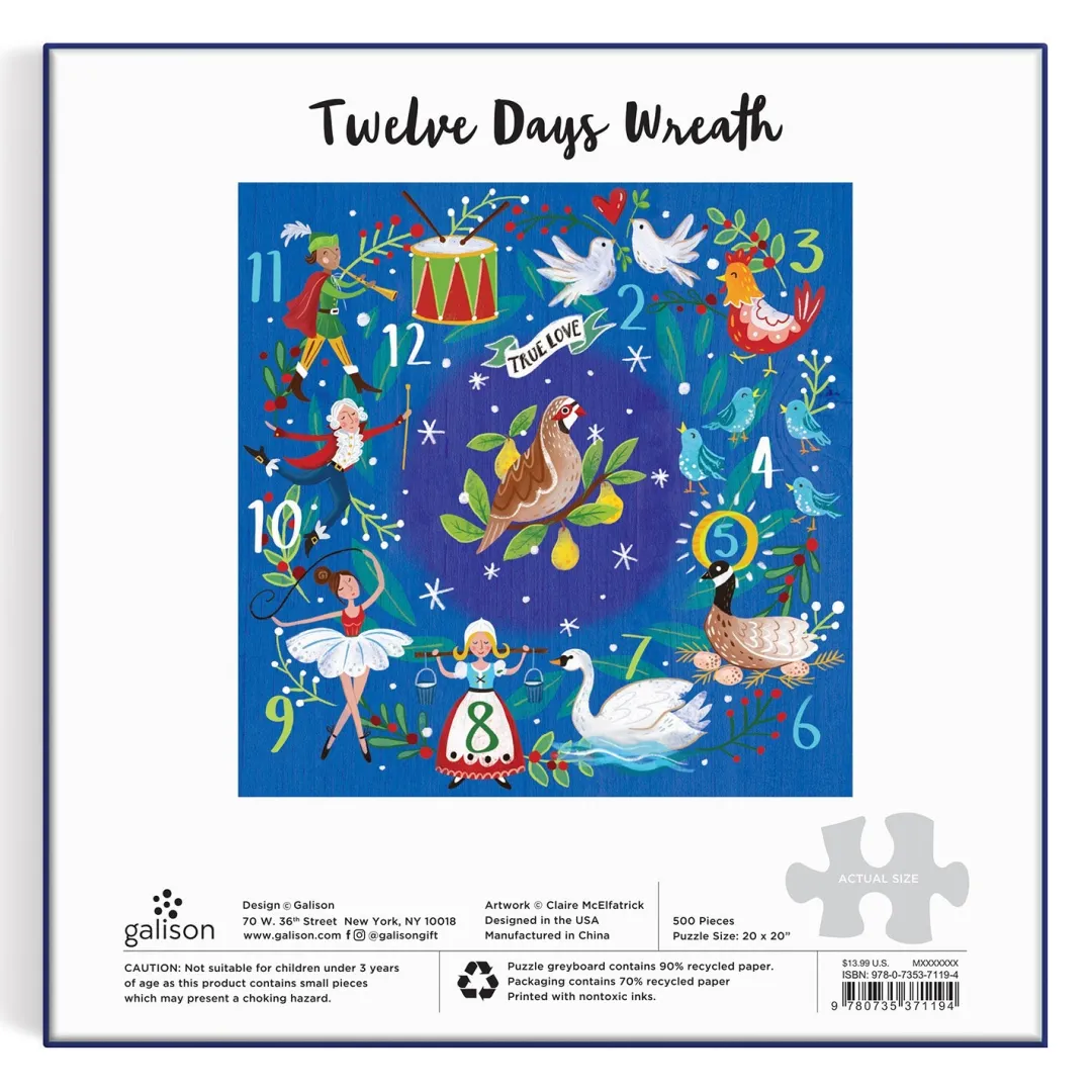 Galison 12 Days Wreath 500 Piece Puzzle