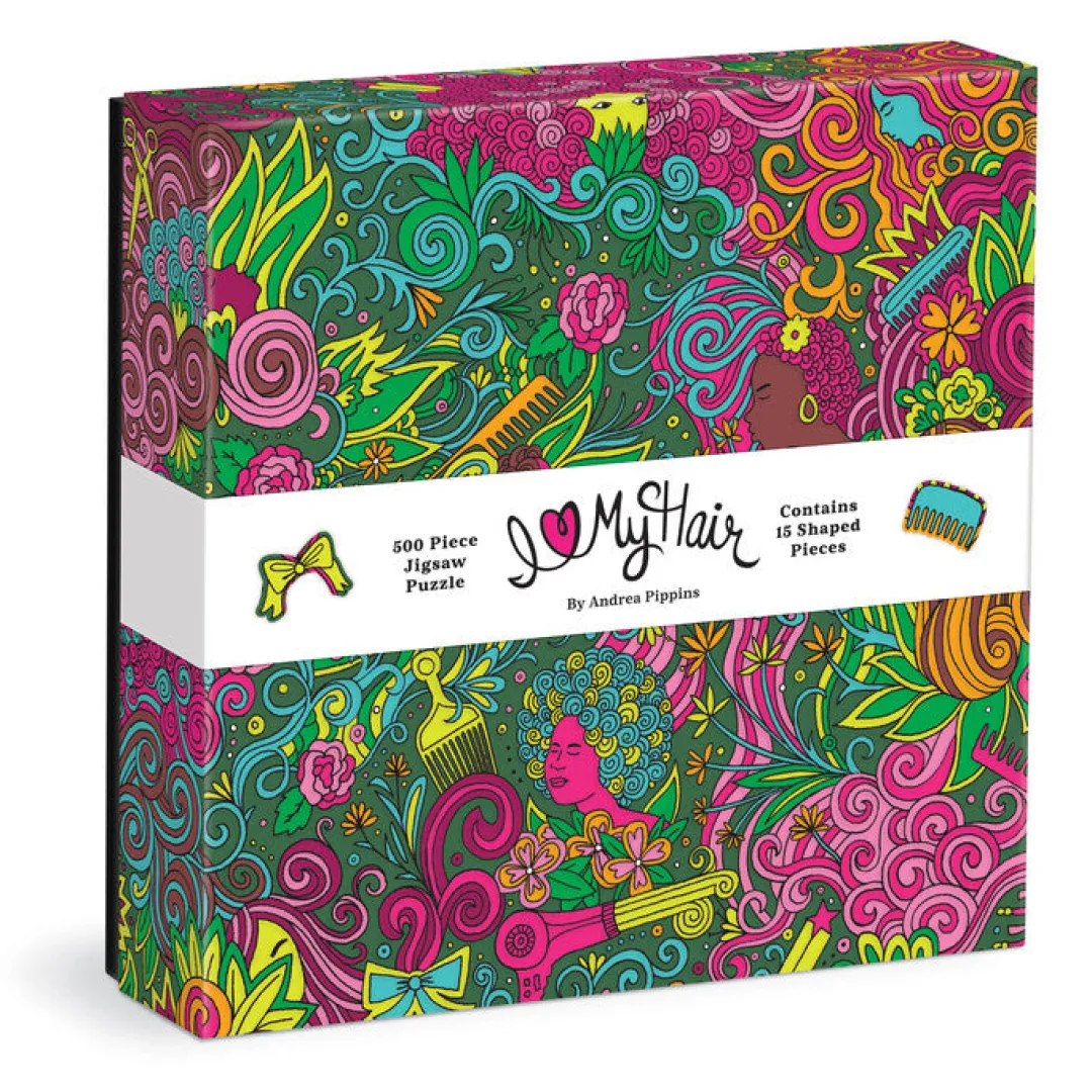 Galison Andrea Pippins I Love My Hair 500 Piece Puzzle with Shaped Pieces