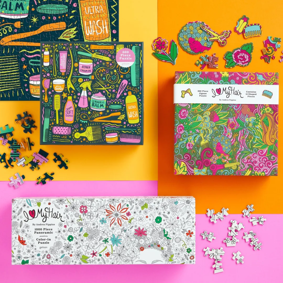 Galison Andrea Pippins I Love My Hair 500 Piece Puzzle with Shaped Pieces