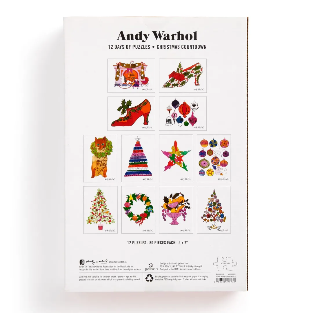Galison Andy Warhol 12 Days of Puzzles Christmas Countdown