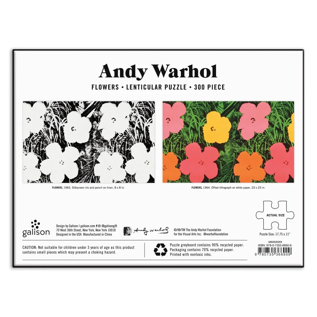 Galison Andy Warhol Flowers 300 Piece Lenticular Jigsaw Puzzle