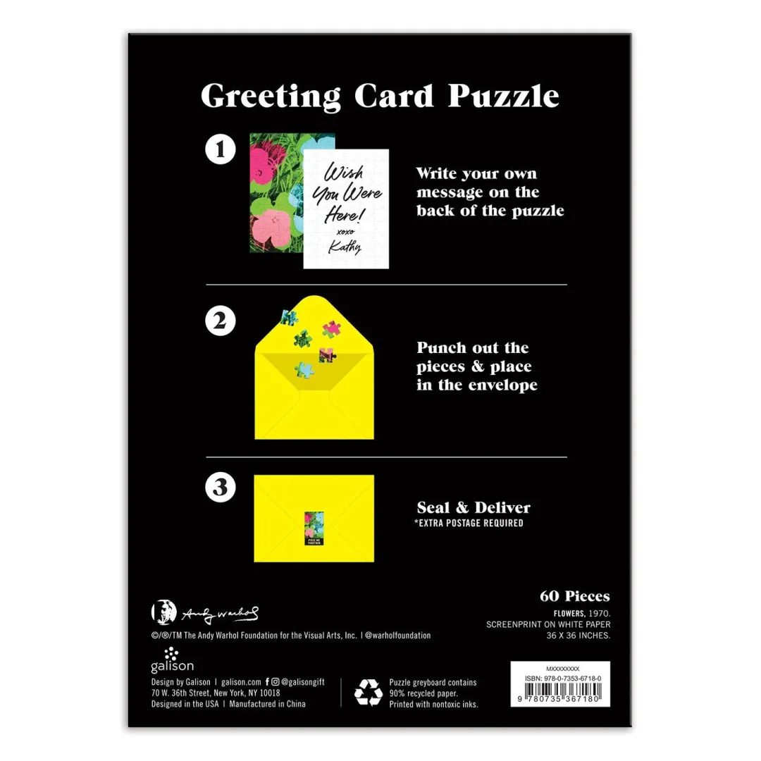 Galison Andy Warhol Flowers Greeting Card Puzzle