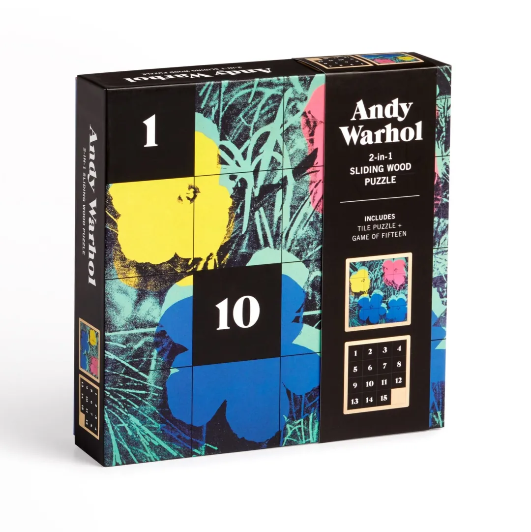 Galison Andy Warhol Flowers 2-in-1 Sliding Wood Puzzle