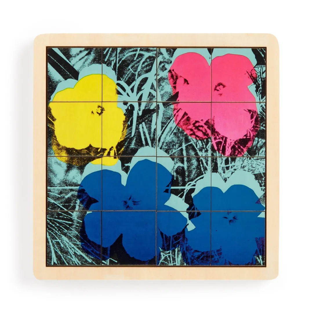 Galison Andy Warhol Flowers 2-in-1 Sliding Wood Puzzle