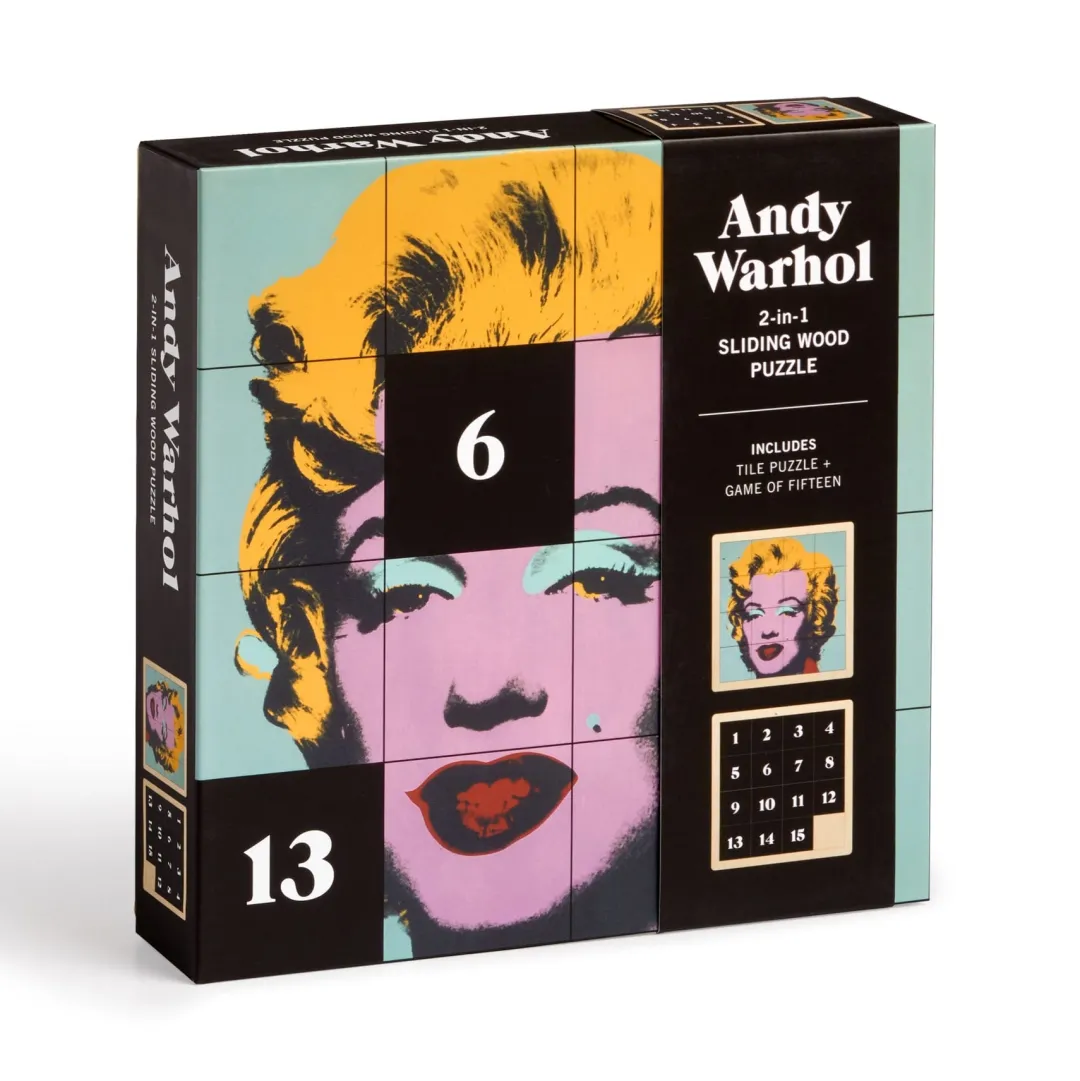 Galison Andy Warhol Marilyn 2-in-1 Sliding Wood Puzzle
