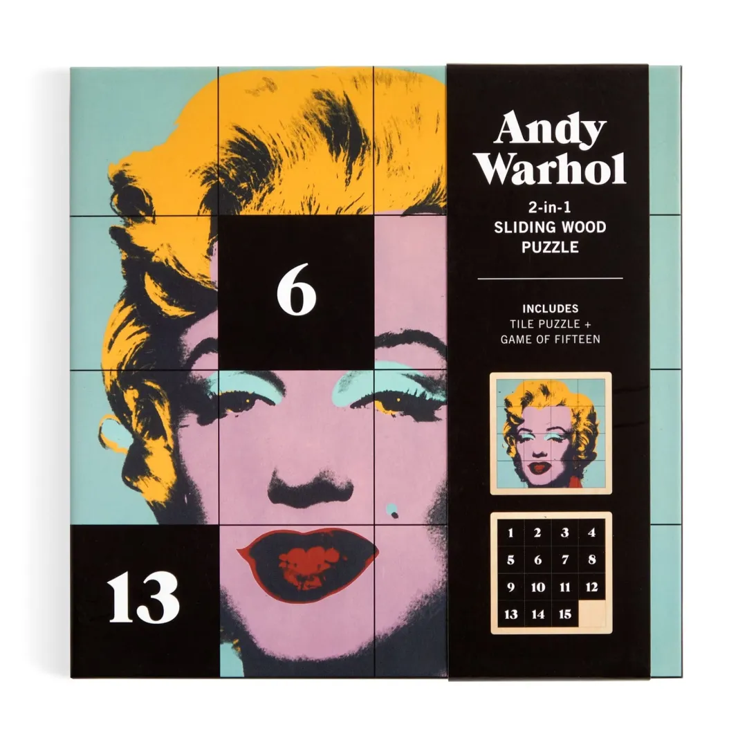 Galison Andy Warhol Marilyn 2-in-1 Sliding Wood Puzzle