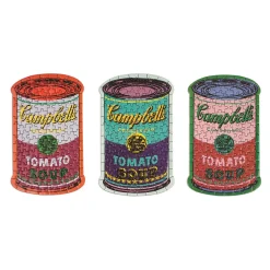 Galison Andy Warhol Soup Cans Set of 3 Shaped Puzzles in Tins