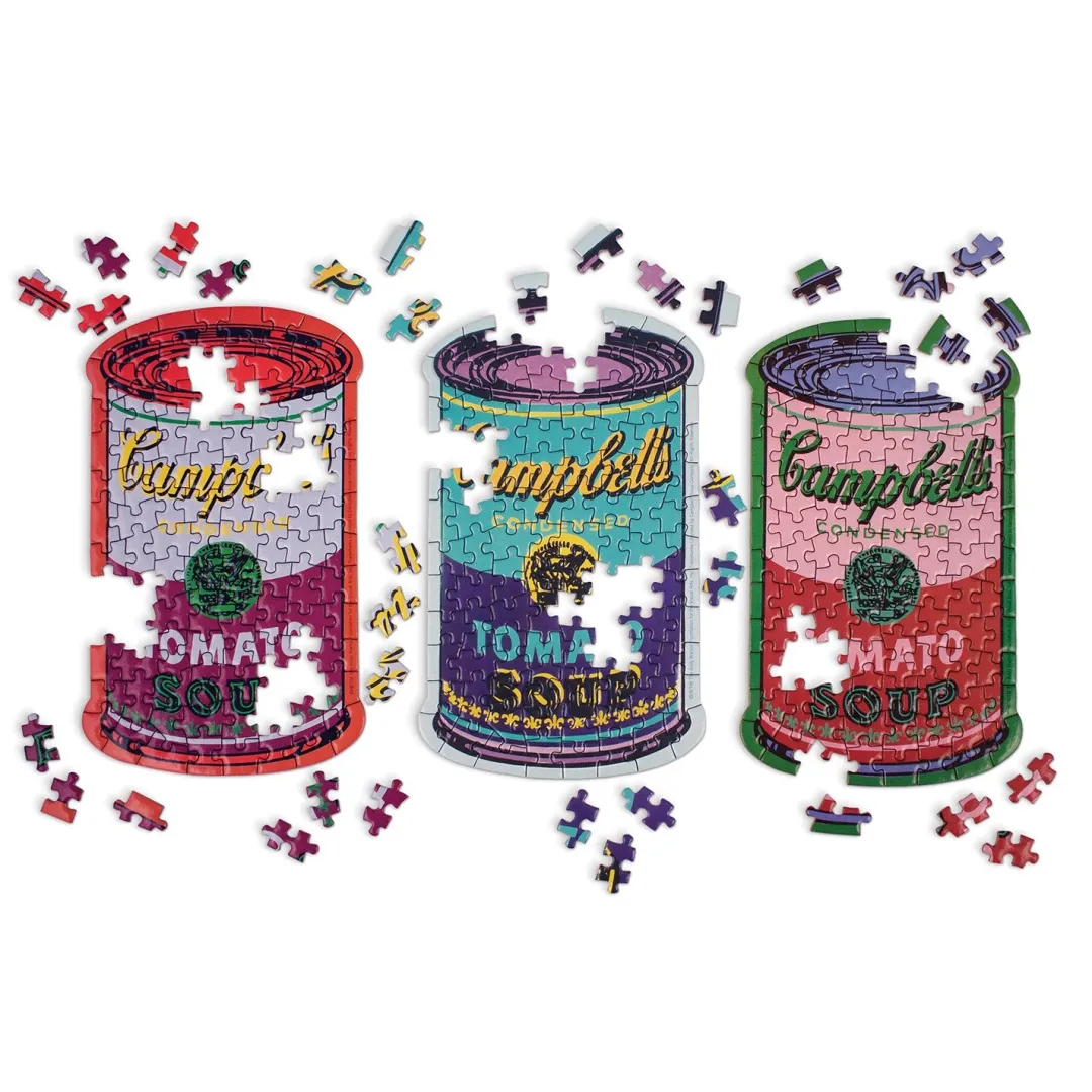 Galison Andy Warhol Soup Cans Set of 3 Shaped Puzzles in Tins