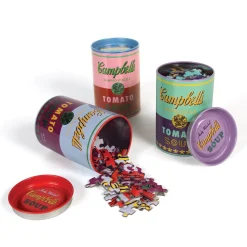 Galison Andy Warhol Soup Cans Set of 3 Shaped Puzzles in Tins