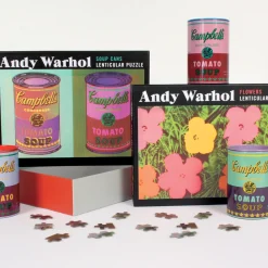 Galison Andy Warhol Soup Cans Set of 3 Shaped Puzzles in Tins
