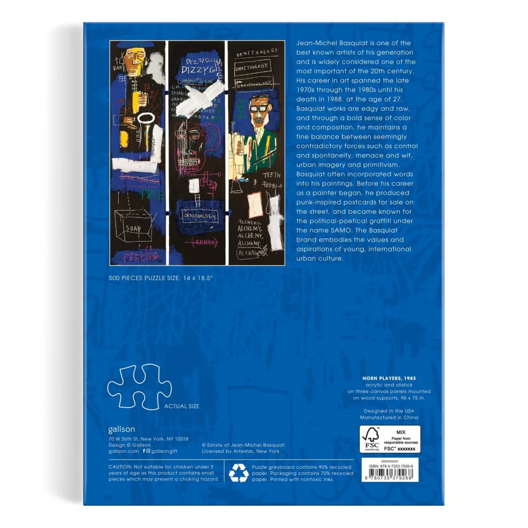 Galison Basquiat Horn Players 500 Piece Book Puzzle