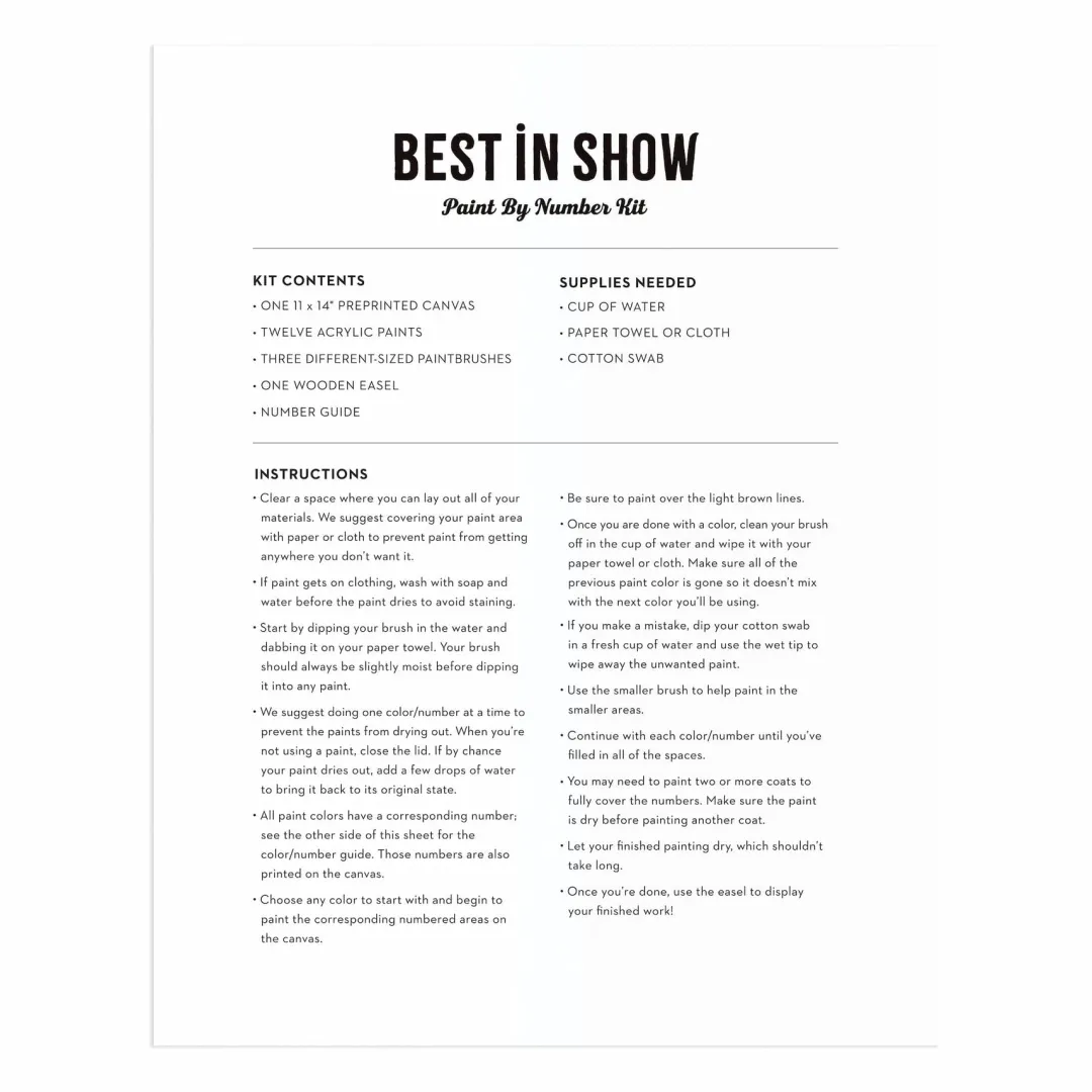 Galison Best In Show 11 x 14 Paint By Number Kit