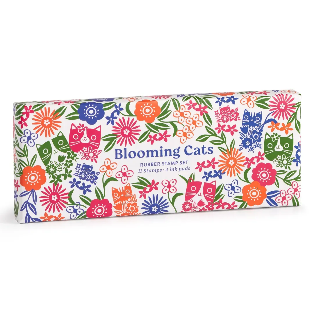 Galison Blooming Cats Rubber Stamp Set