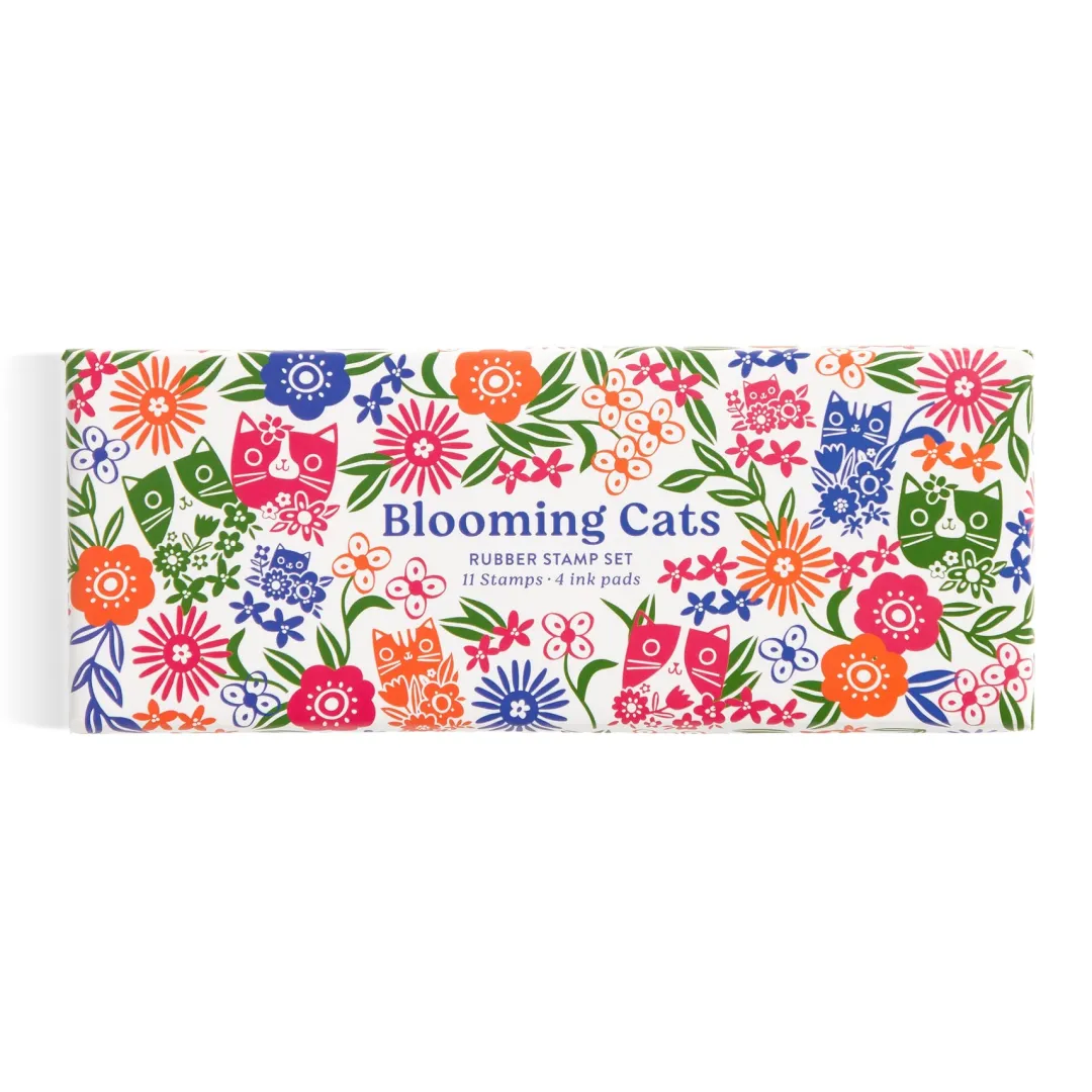 Galison Blooming Cats Rubber Stamp Set