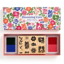 Galison Blooming Cats Rubber Stamp Set