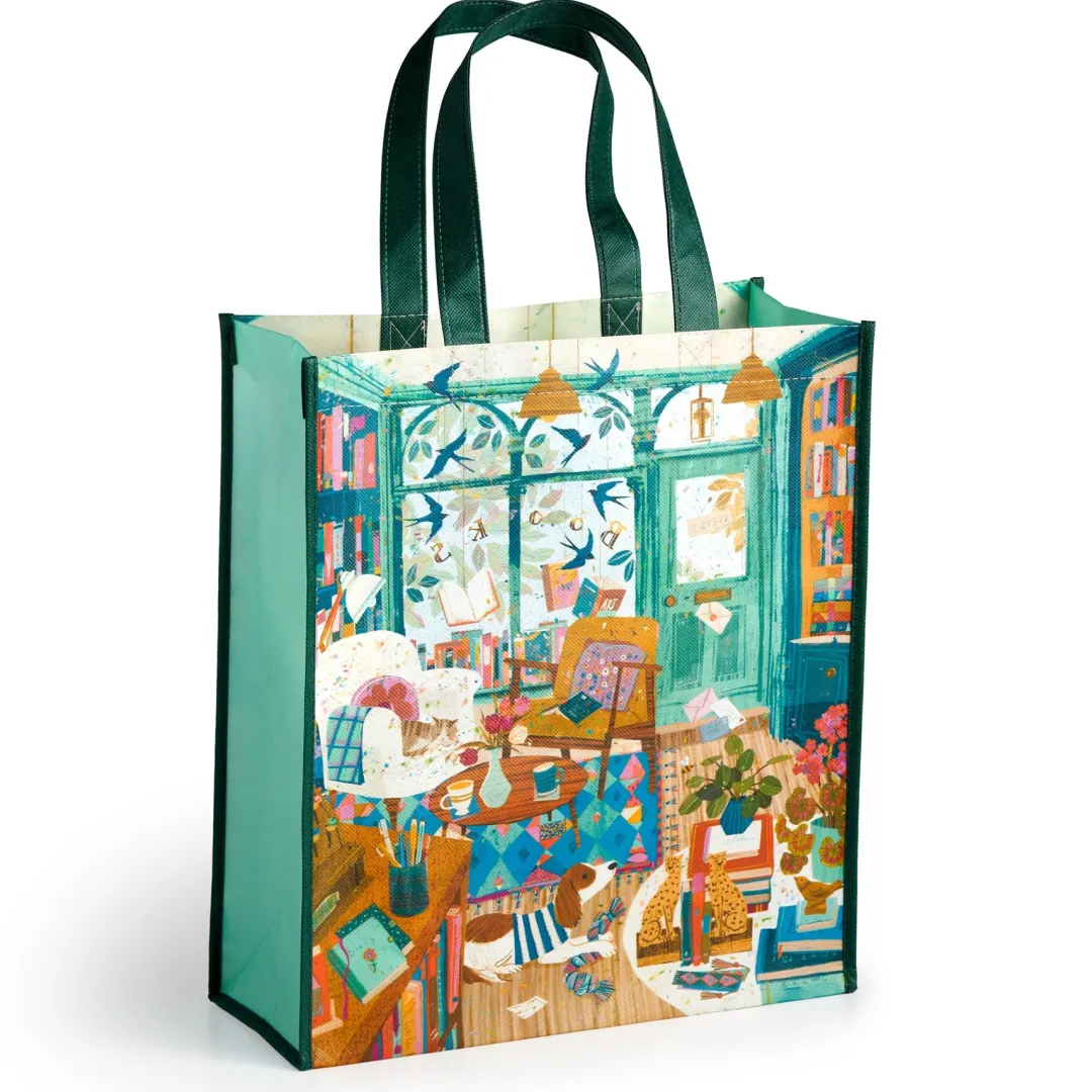 Galison Bookshop Afternoon Reusable Shopping Bag