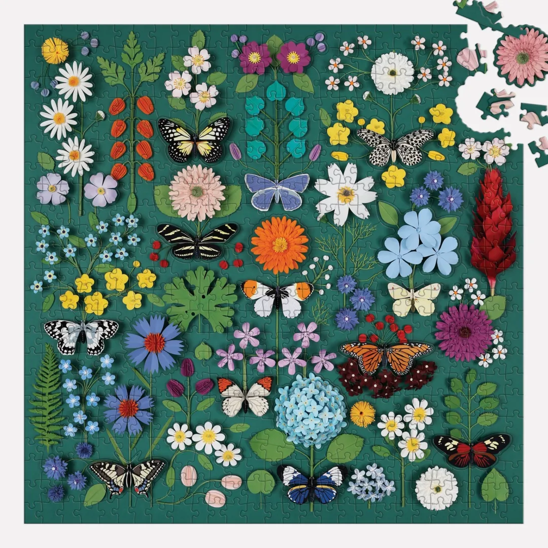 Galison Butterfly Botanica 500 Piece Puzzle with Shaped Pieces