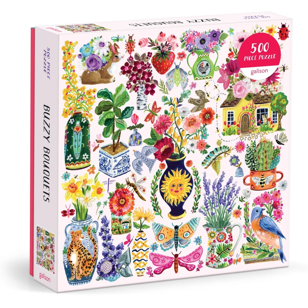 Galison Buzzy Bouquets 500 Piece Puzzle