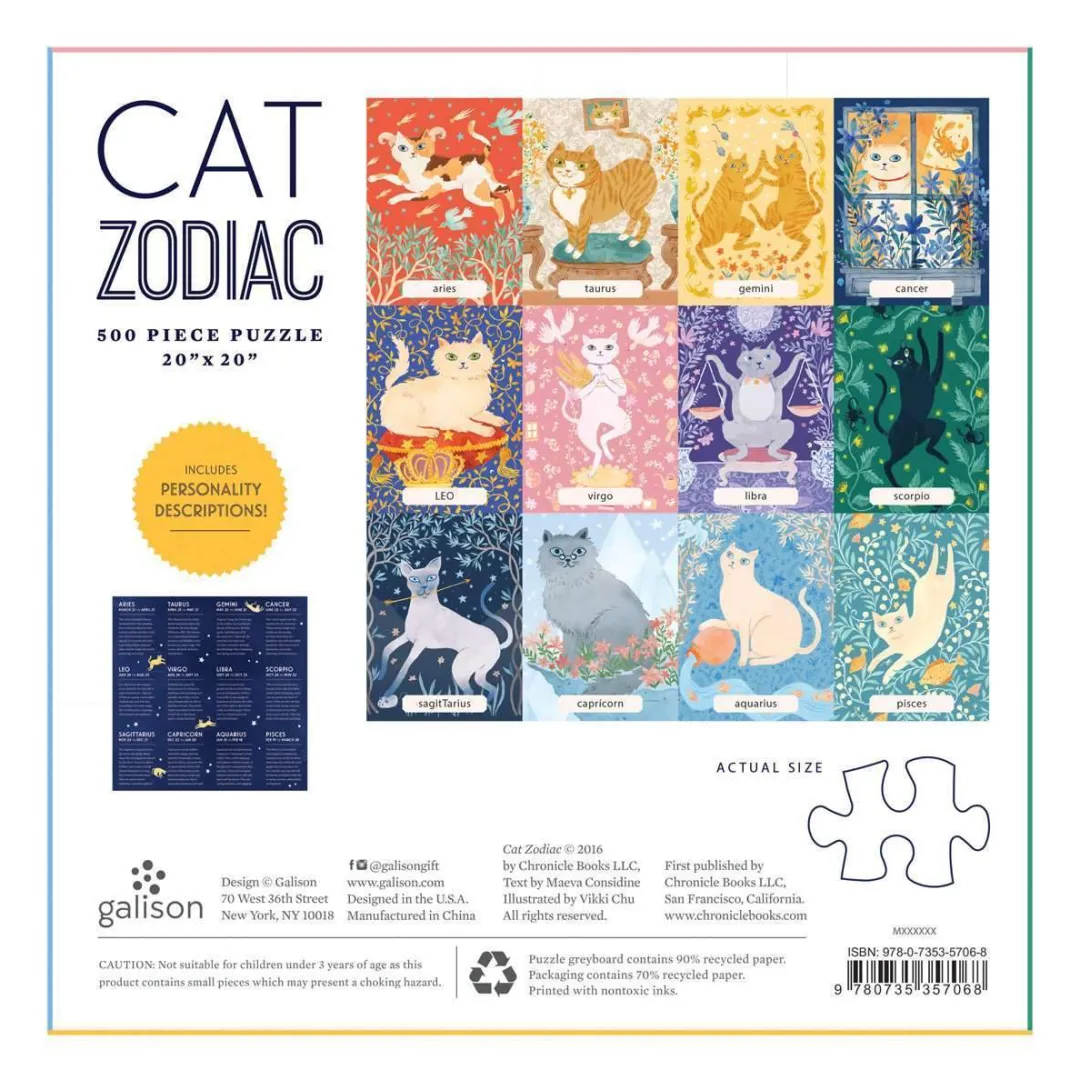 Galison Cat Zodiac 500 Piece Jigsaw Puzzle