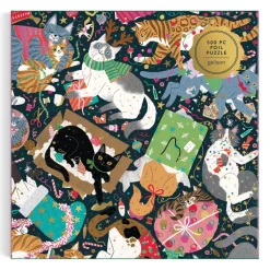 Galison Catmas Chaos 500 Piece Foil Puzzle