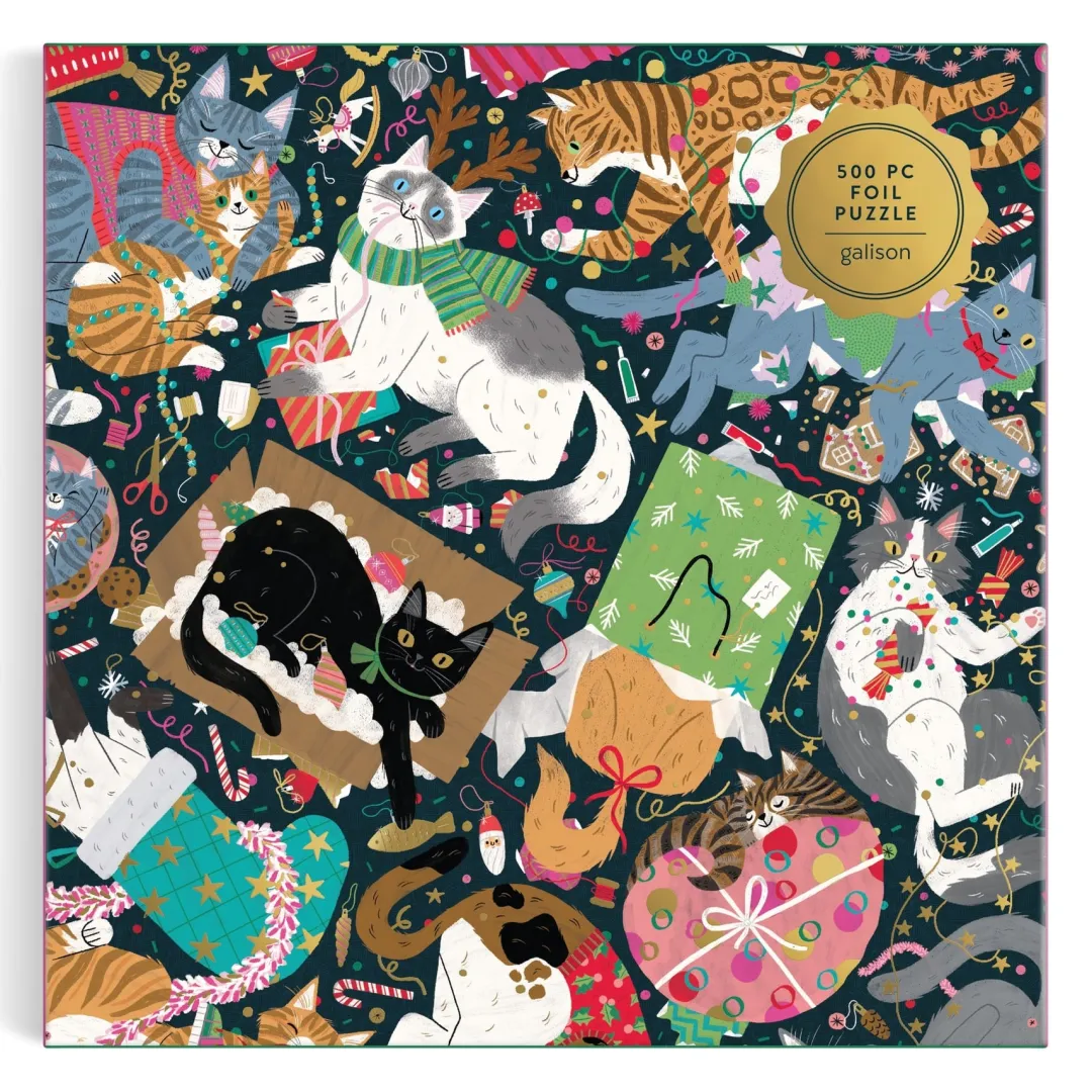 Galison Catmas Chaos 500 Piece Foil Puzzle