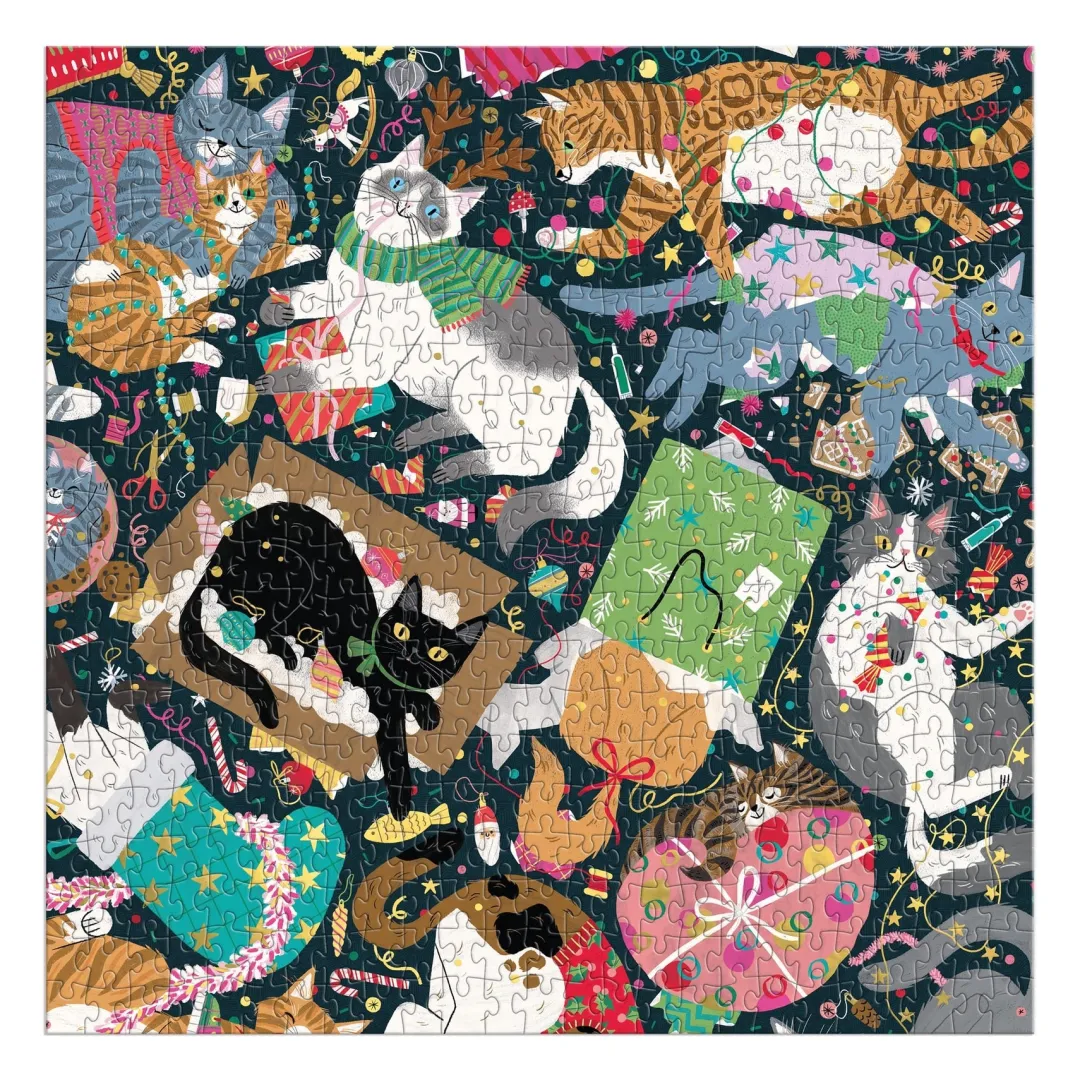 Galison Catmas Chaos 500 Piece Foil Puzzle