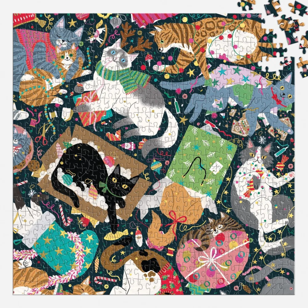 Galison Catmas Chaos 500 Piece Foil Puzzle