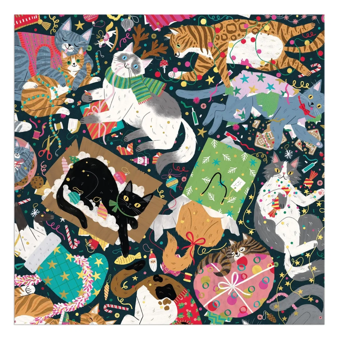 Galison Catmas Chaos 500 Piece Foil Puzzle