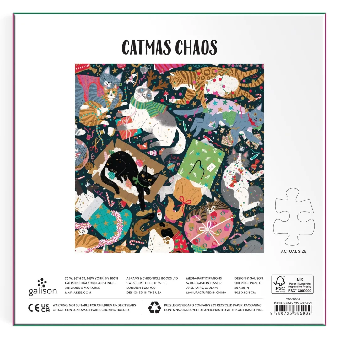 Galison Catmas Chaos 500 Piece Foil Puzzle