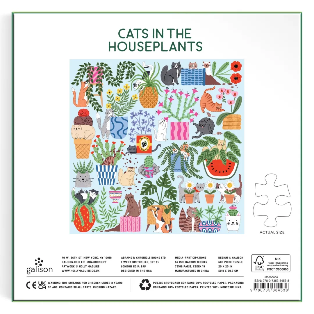 Galison Cats in the Houseplants 500 Piece Puzzle