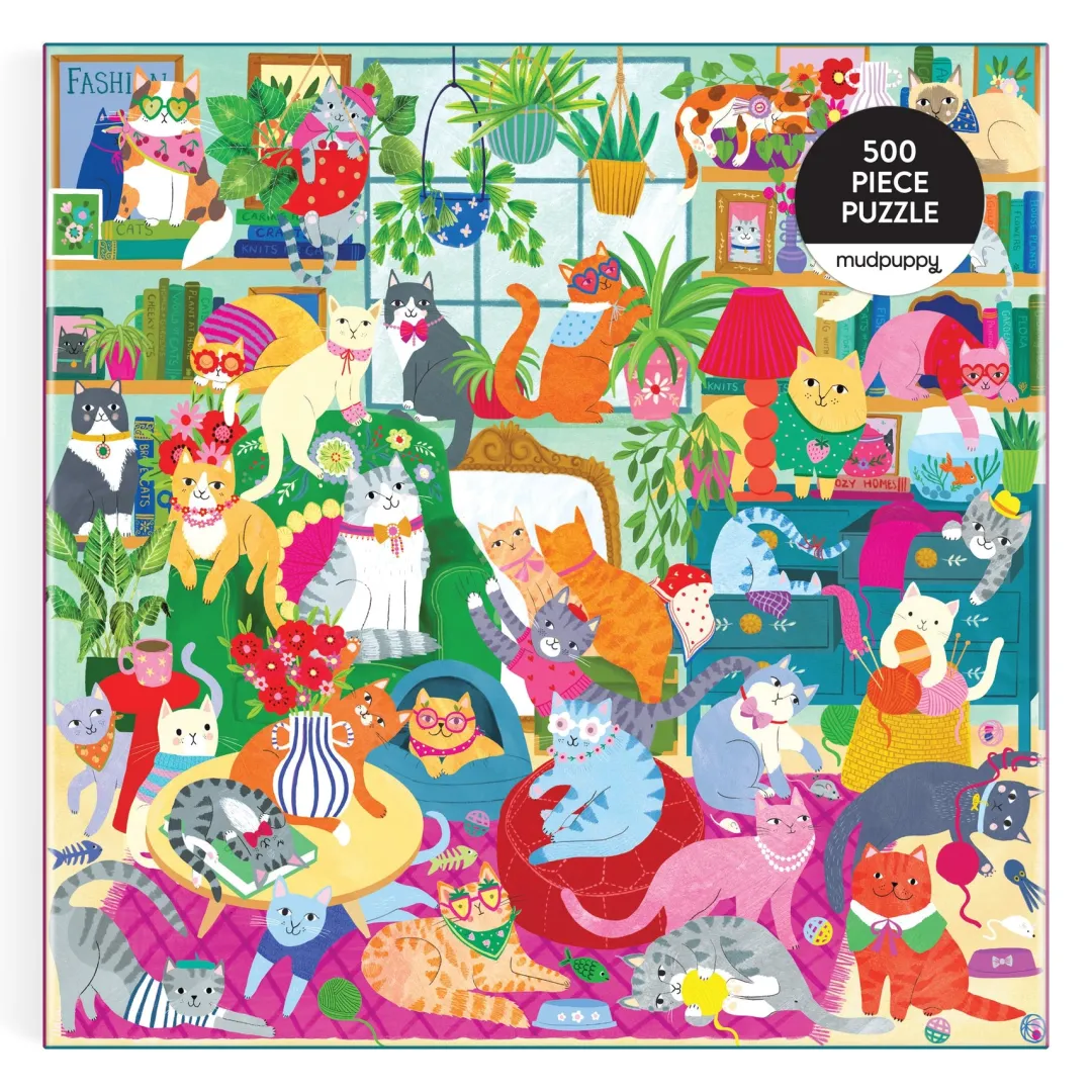 Galison Caturday Afternoon 500 Piece Family Puzzle