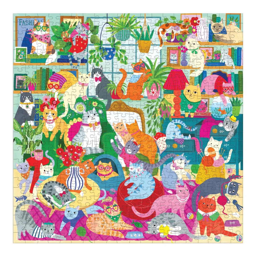 Galison Caturday Afternoon 500 Piece Family Puzzle