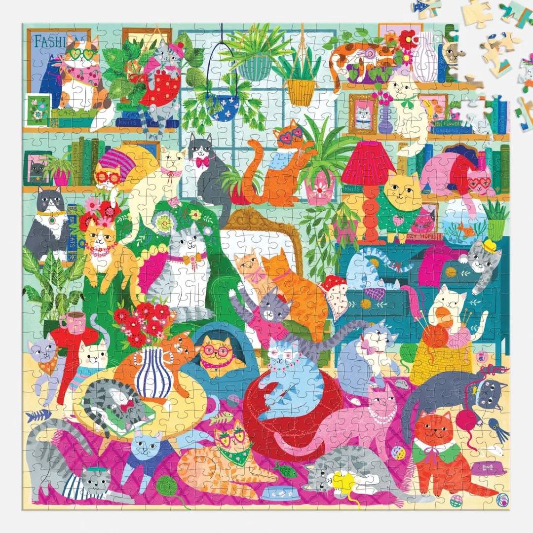 Galison Caturday Afternoon 500 Piece Family Puzzle