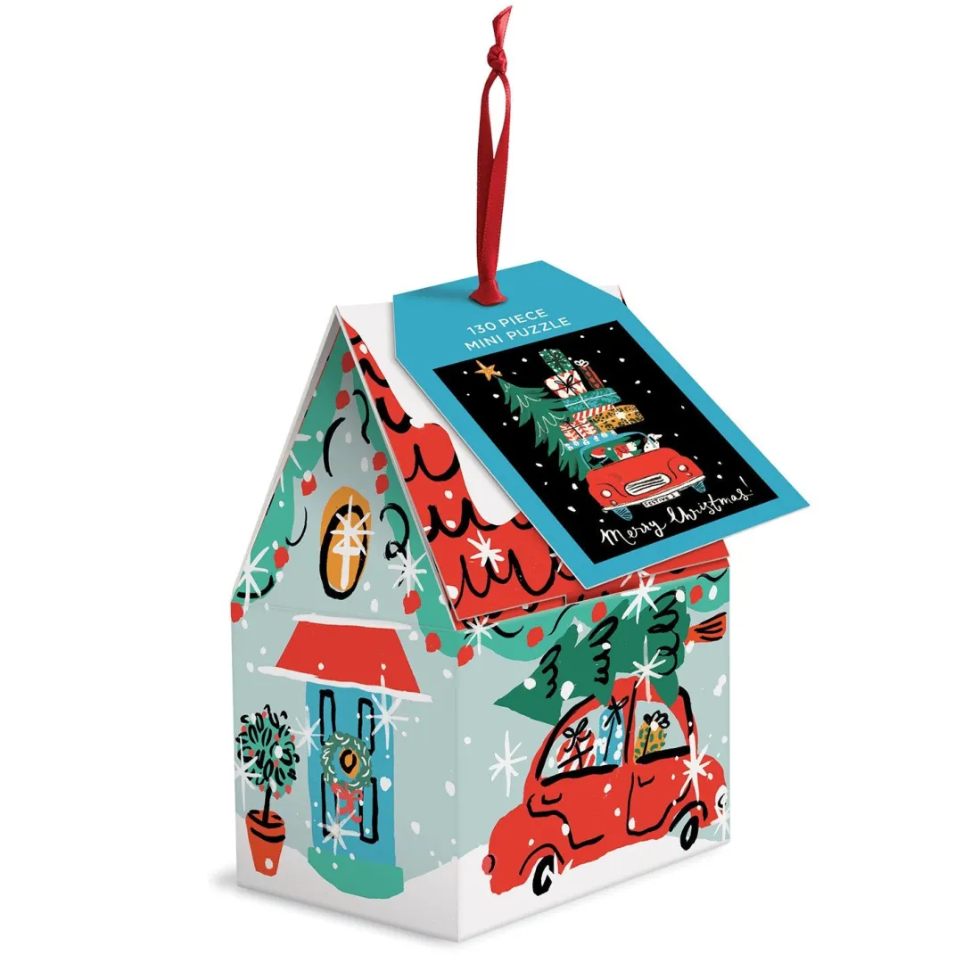 Galison Christmas Car 130 Piece Jigsaw Puzzle Ornament