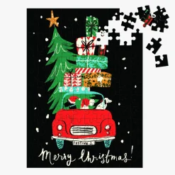 Galison Christmas Car 130 Piece Jigsaw Puzzle Ornament