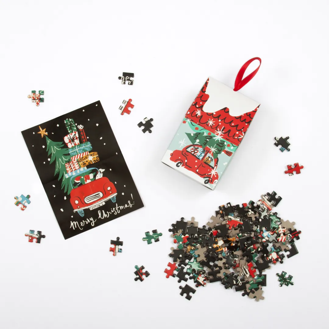 Galison Christmas Car 130 Piece Jigsaw Puzzle Ornament