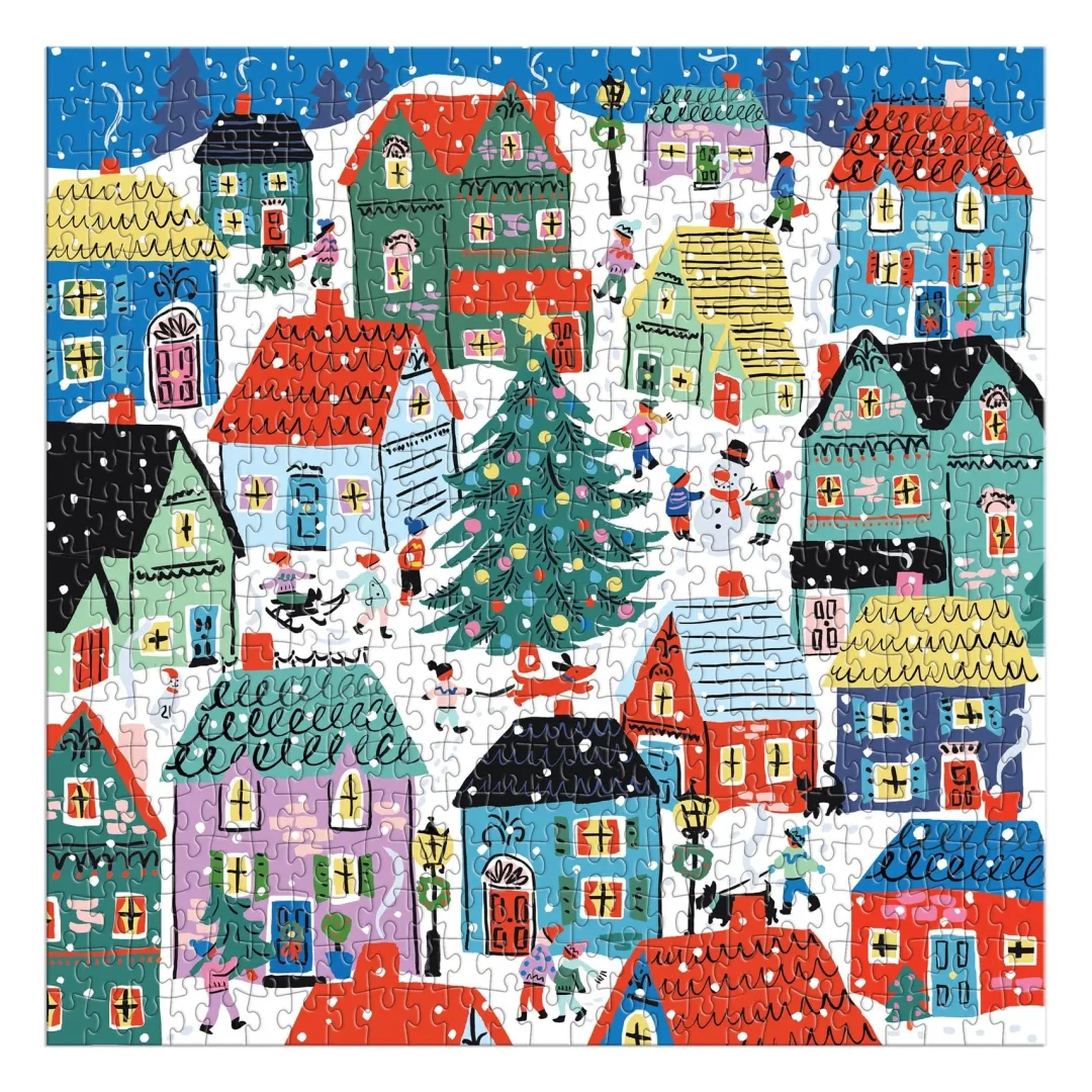 Galison Christmas in the Village 500 Piece House Puzzle