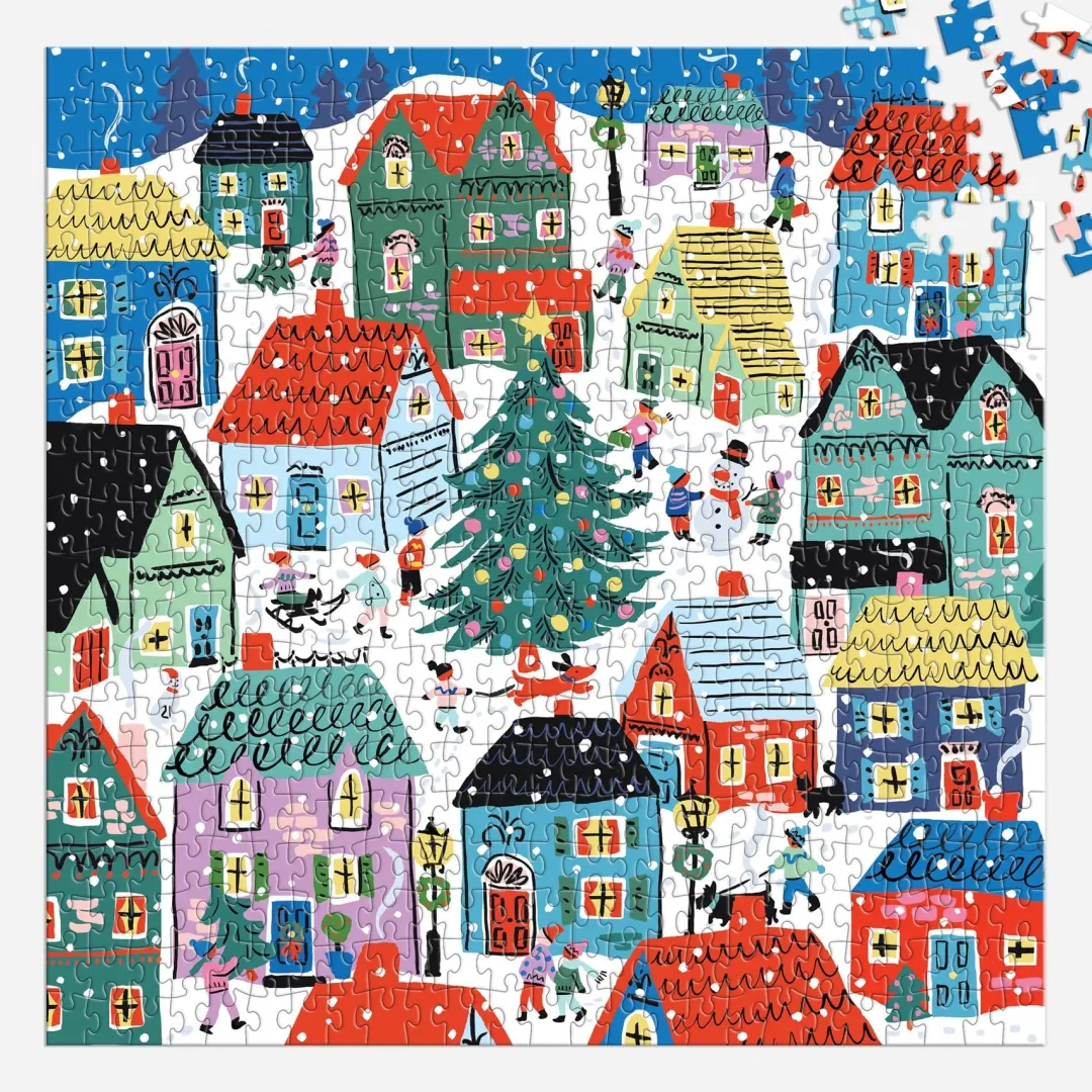 Galison Christmas in the Village 500 Piece House Puzzle