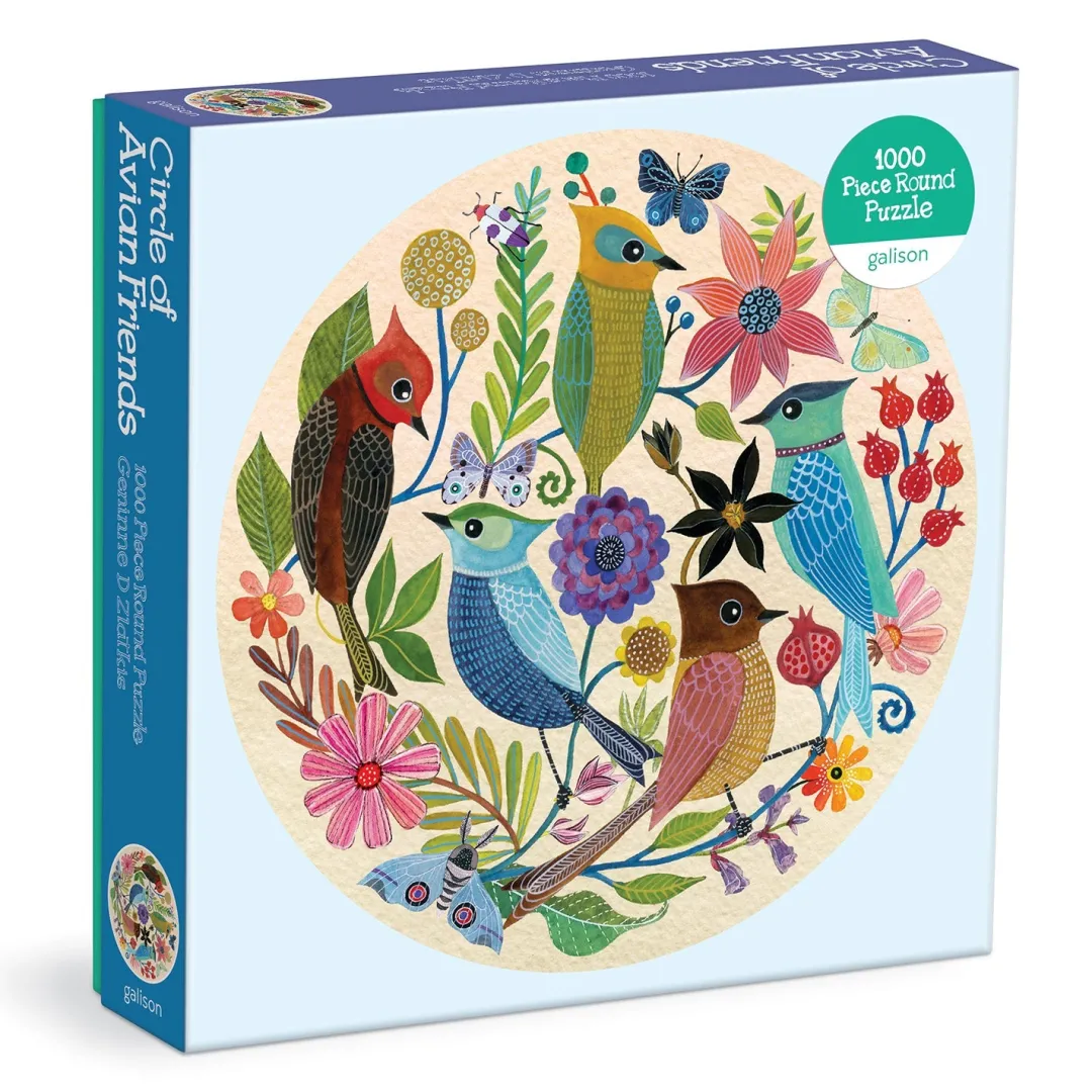Galison Circle of Avian Friends 1000 Piece Round Puzzle