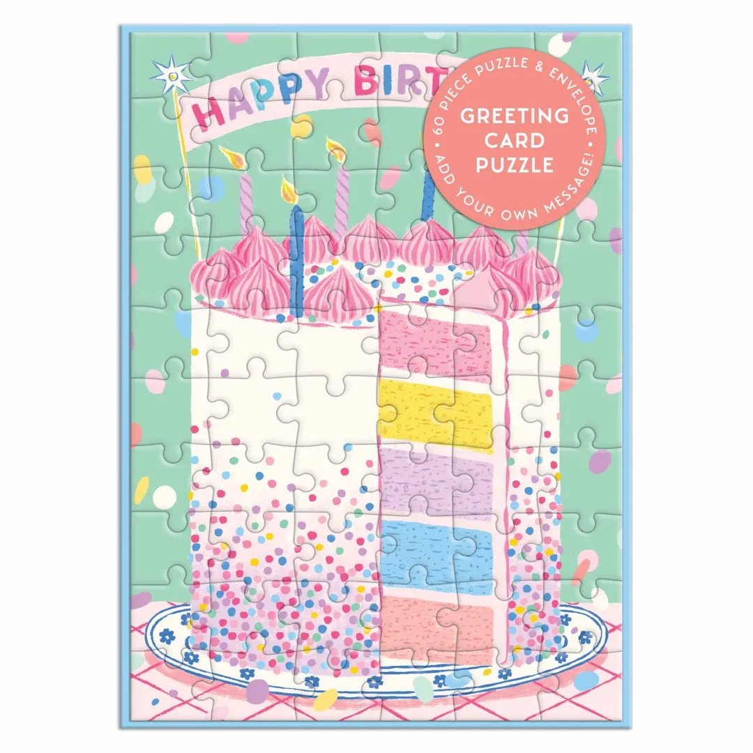 Galison Confetti Birthday Cake Greeting Card Puzzle