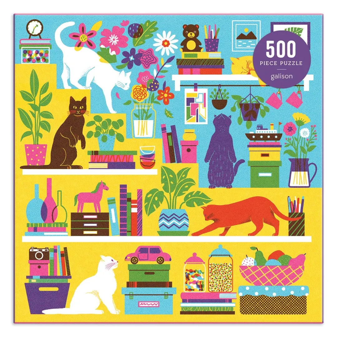 Galison Curious Cats 500 Piece Jigsaw Puzzle