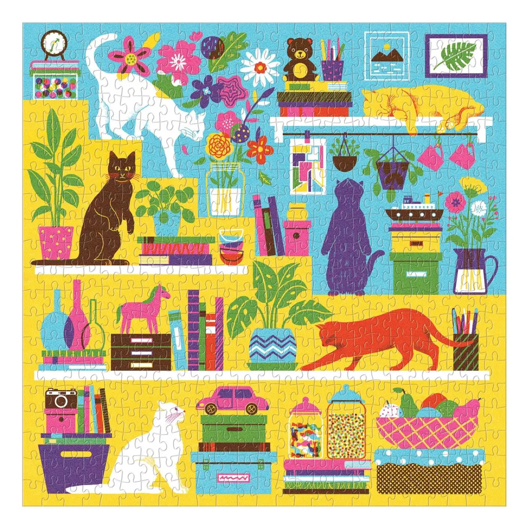 Galison Curious Cats 500 Piece Jigsaw Puzzle