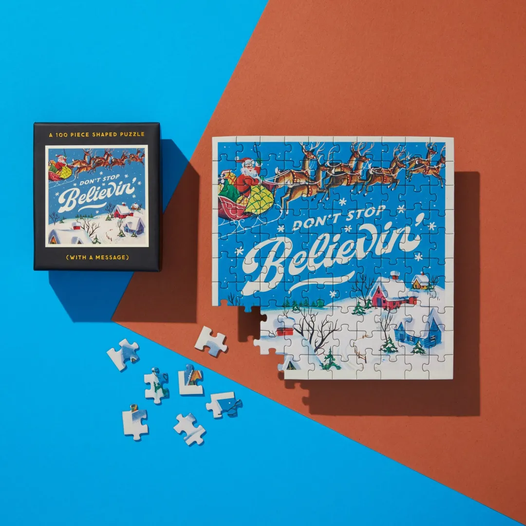 Galison Don't Stop Believin' 100 Piece Mini Shaped Puzzle