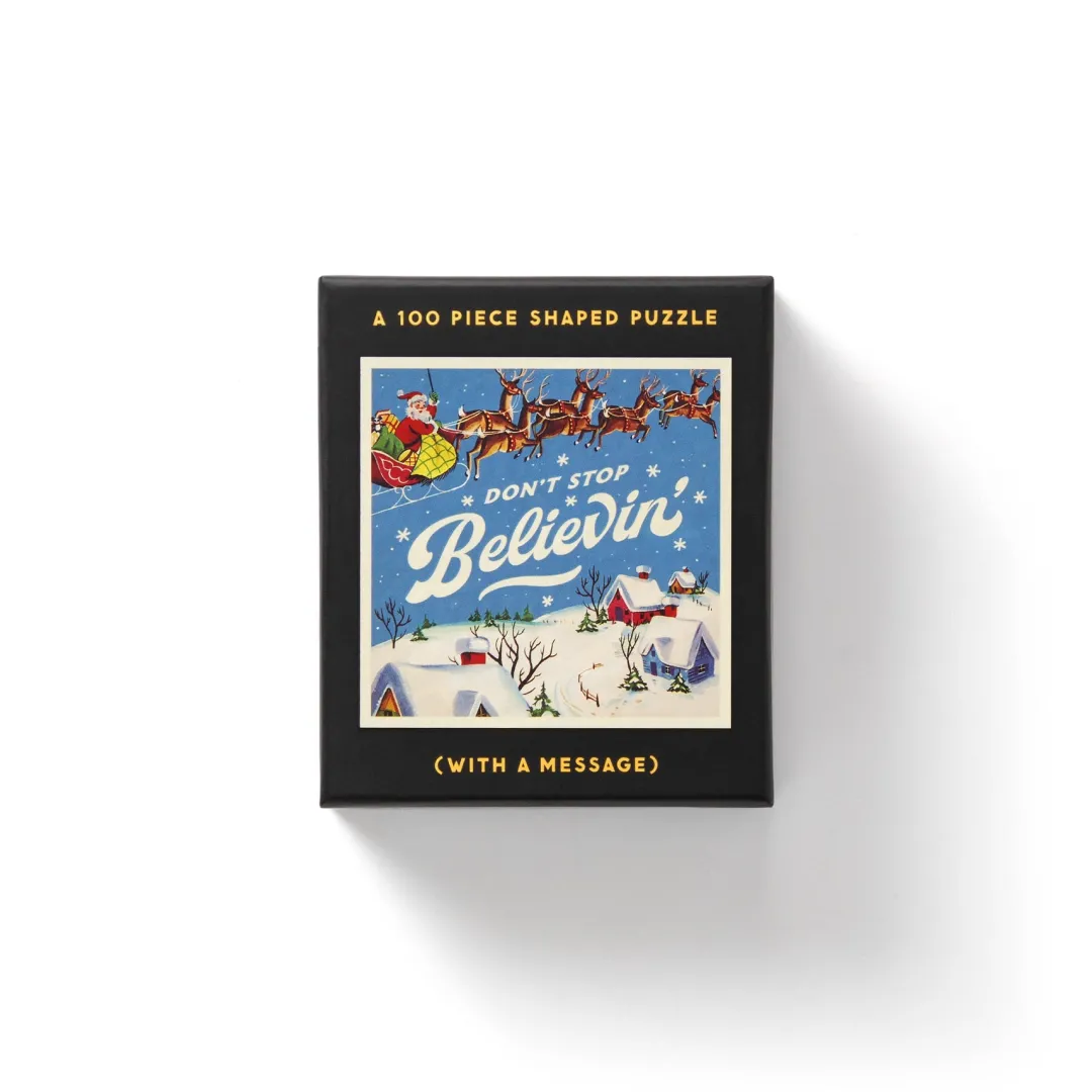 Galison Don't Stop Believin' 100 Piece Mini Shaped Puzzle
