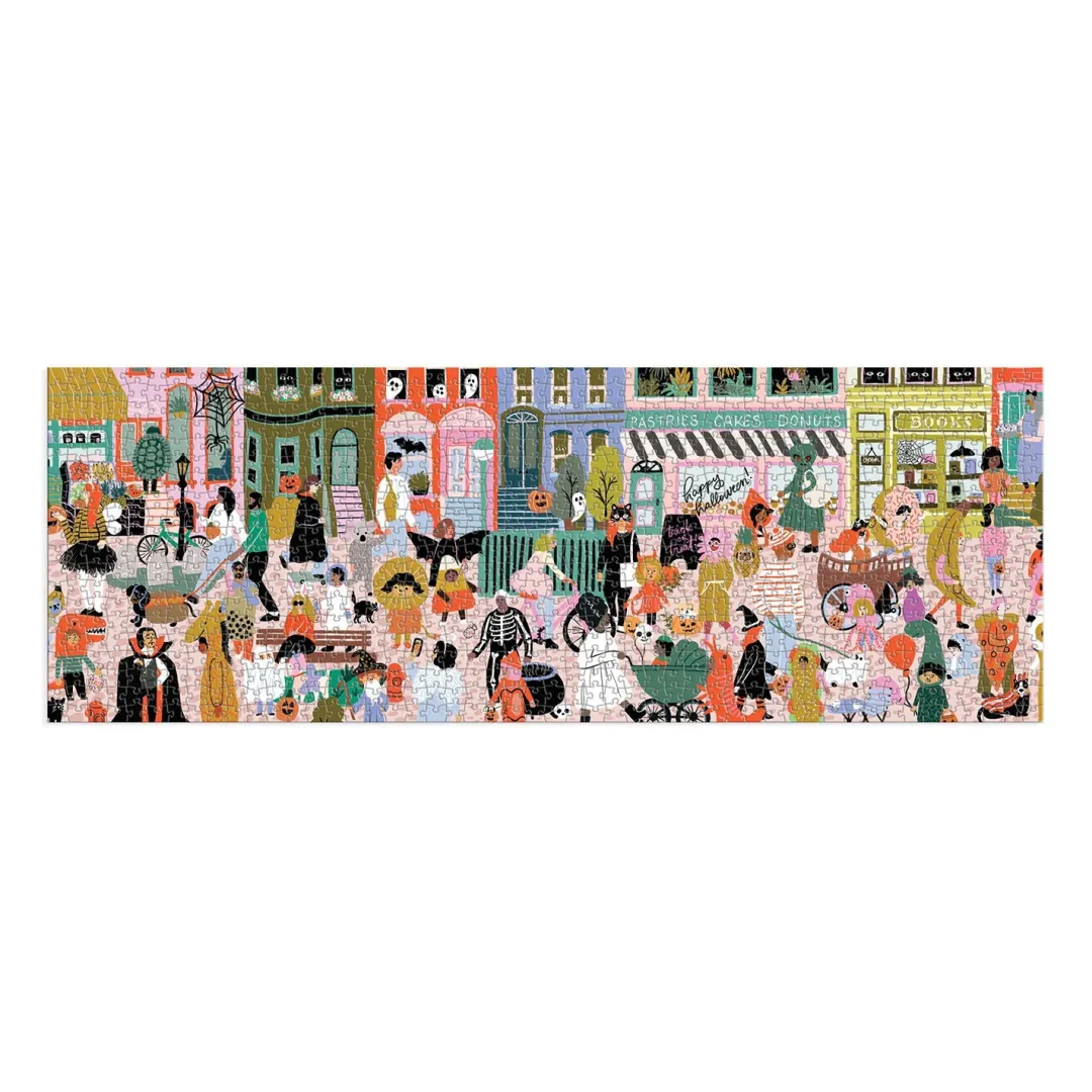Galison Fall Halloween Parade 1000 Piece Panoramic Puzzle
