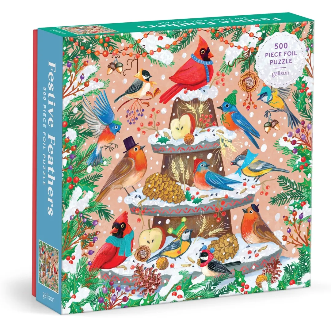 Galison Festive Feathers 500 Piece Foil Puzzle
