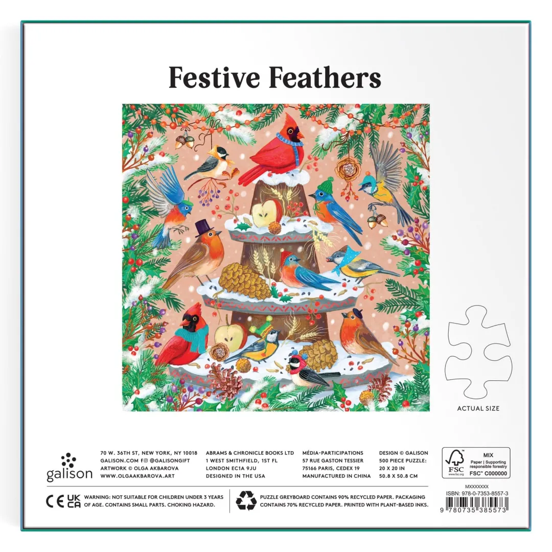 Galison Festive Feathers 500 Piece Foil Puzzle