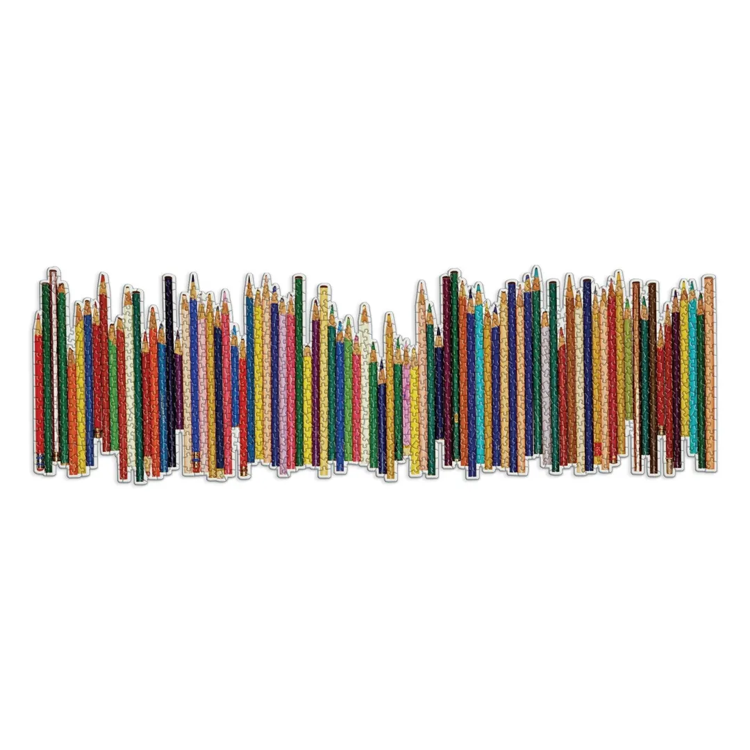 Galison Frank Lloyd Wright Colored Pencils Shaped 1000 Piece Panoramic Jigsaw Puzzle