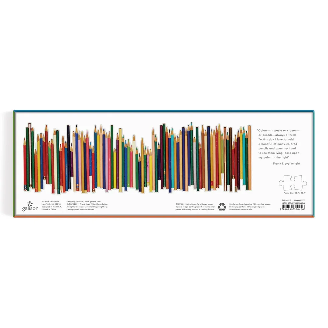 Galison Frank Lloyd Wright Colored Pencils Shaped 1000 Piece Panoramic Jigsaw Puzzle