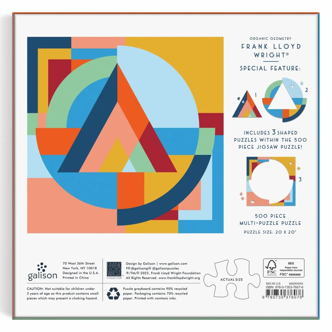 Galison Frank Lloyd Wright Organic Geometry 500 Piece Multi-Puzzle Puzzle